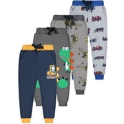 QEFJNO Toddler and Little Boys Cotton Pull On Active Jogger Pants Casual Sweatpants with Drawstring 1Pcs Navy Digger 3T